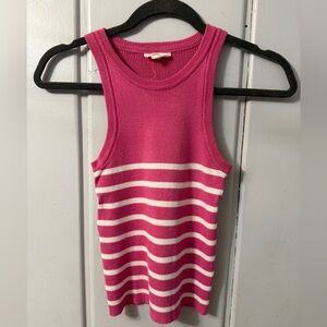 Entro Pink and White Striped Tank Top